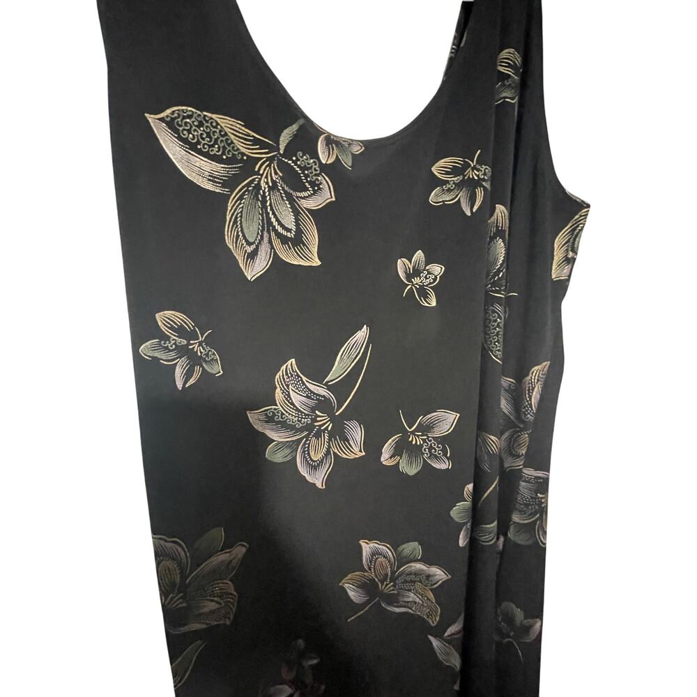 Vintage Hugs & Kisses Dainty Cottage Boho Plus Black Maxi Bodycon Slip Dress 3XL - Picture 5 of 6